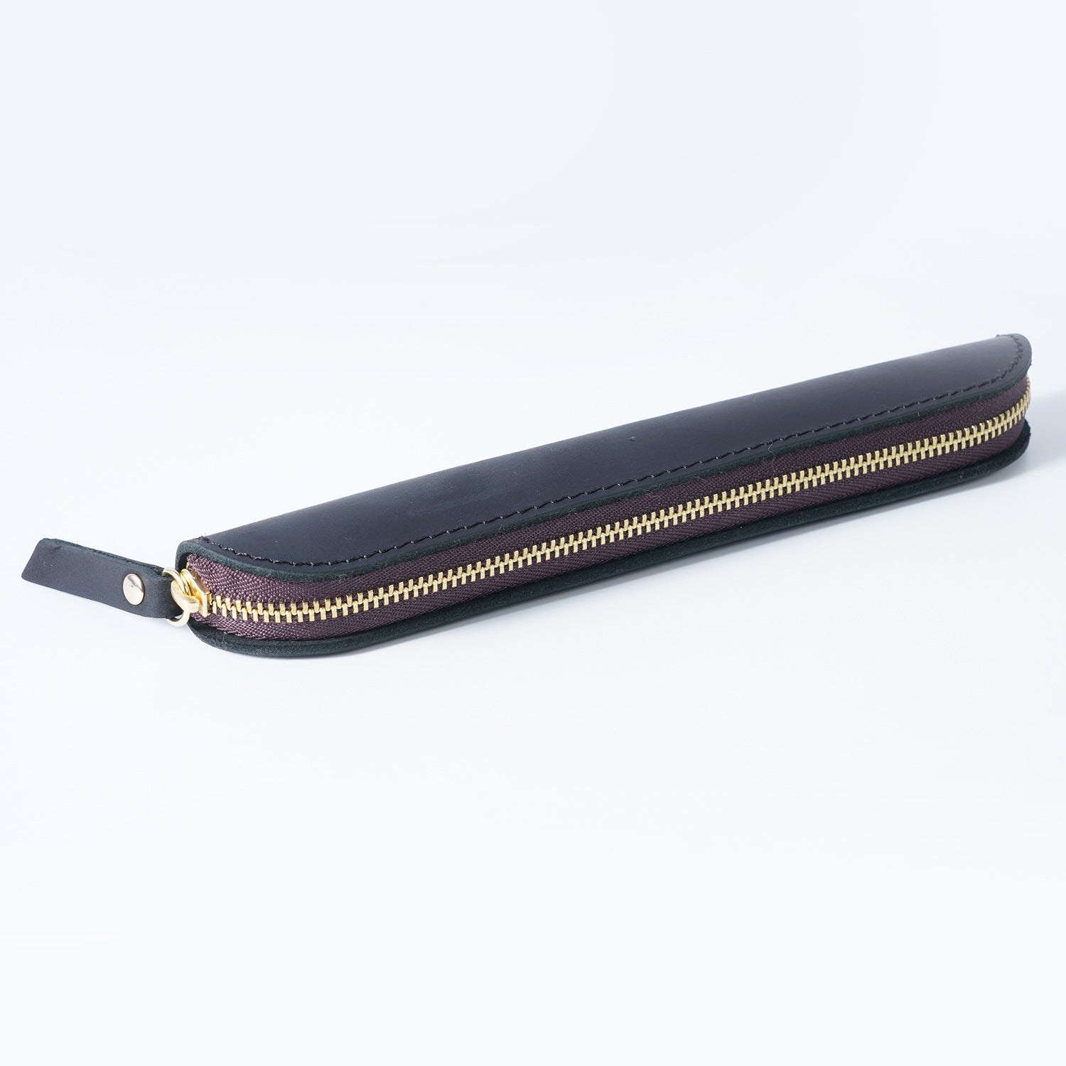 Wholesale Retro Simple Leather Cowhide Zipper Mini Pencil Case